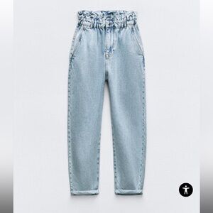 High waisted paperbag baggy jeans